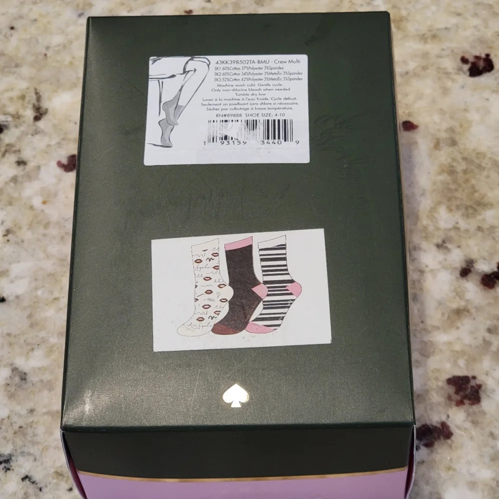 Kate Spade Crew Socks 3 Pack NWT - Picture 3 of 4